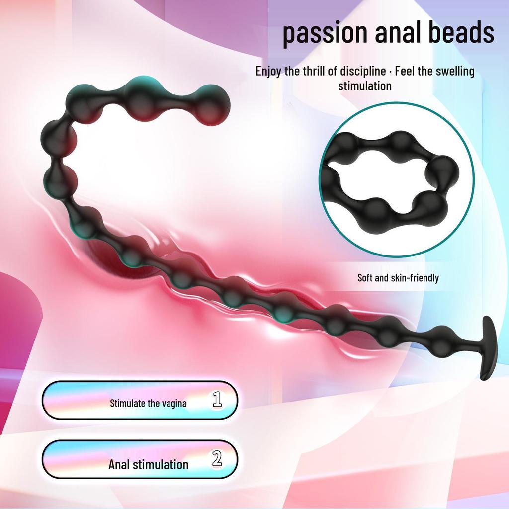 Ultra-Long Silicone Beaded Anal Plug: Smooth, Soft Anal Massage Toy for Men and Women.