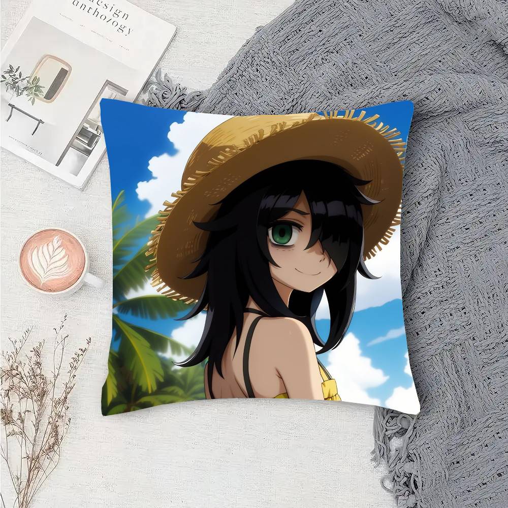 Anime Watamote K-Kuroki T-Tomoko Pillow Case Fashion Square Pillowcase Bedroom Sofa Room Ins Decoration Leisure