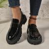 2025 Womens Leather Shoes Soft Sole Loafers Women Thick Soles Comfortable Slip on Single Shoe Plus Size