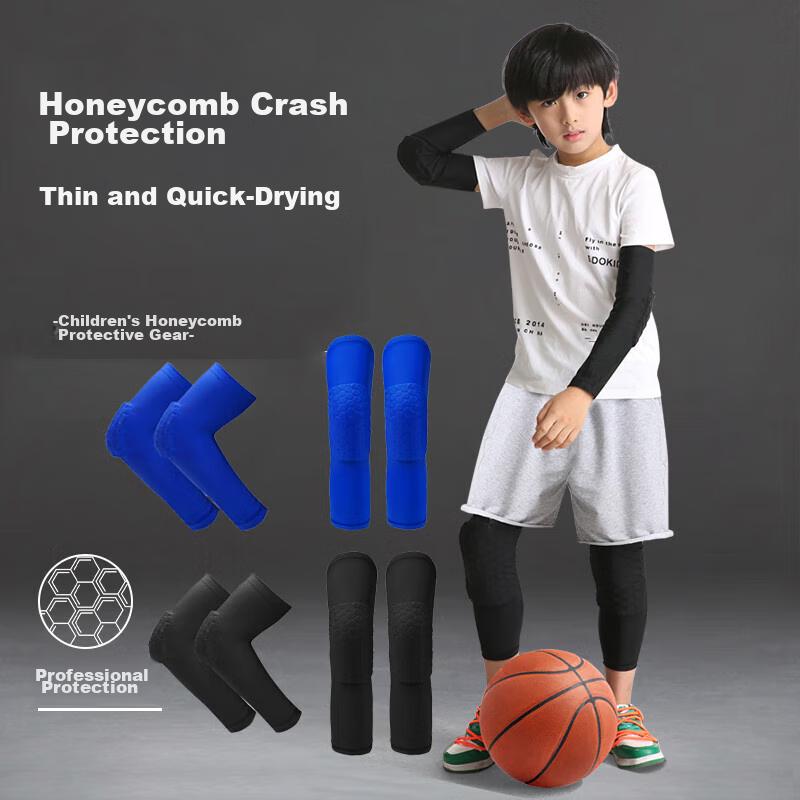 Gingpai Sport Kinder Knie- und Ellbogenschoner, Jungen Anti-Sturz Set für Radfahren, Basketball, Skateboarden, Fußball, Sport, Sommer Dünner Stil, Schwarz XS
