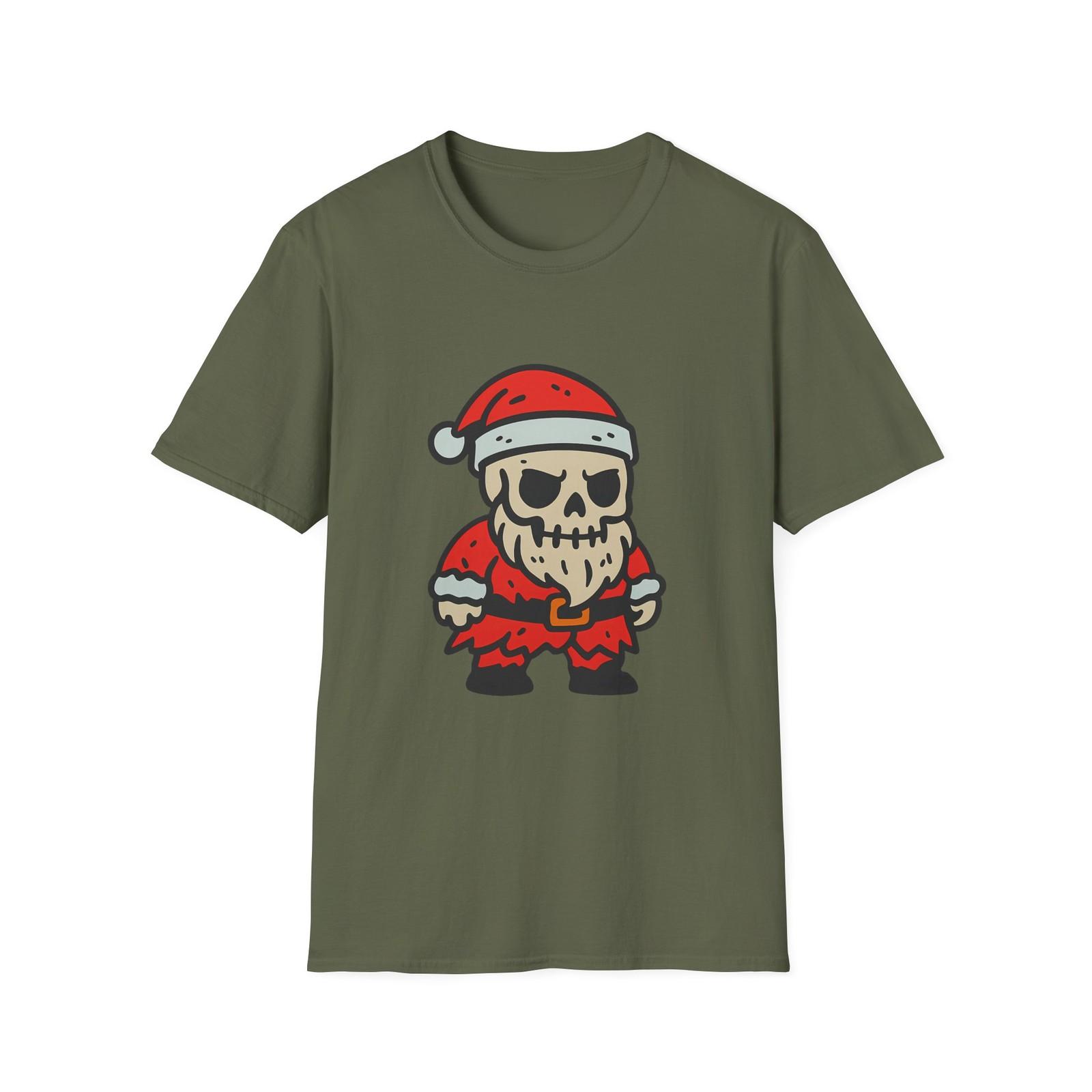 Unisex Softstyle T-Shirt Mens Womens Tees Top Chibi Santa Skull Funny Spooky Christmas Holiday M