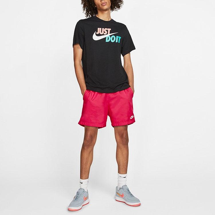 Nike Colorblock Letter Print Crew Neck T-Shirt Men Tops Black AR5007-013