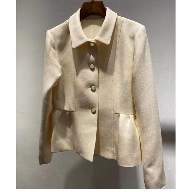

European Station Clothes on Both Sides Chinese Retro Short Coat Beige XL