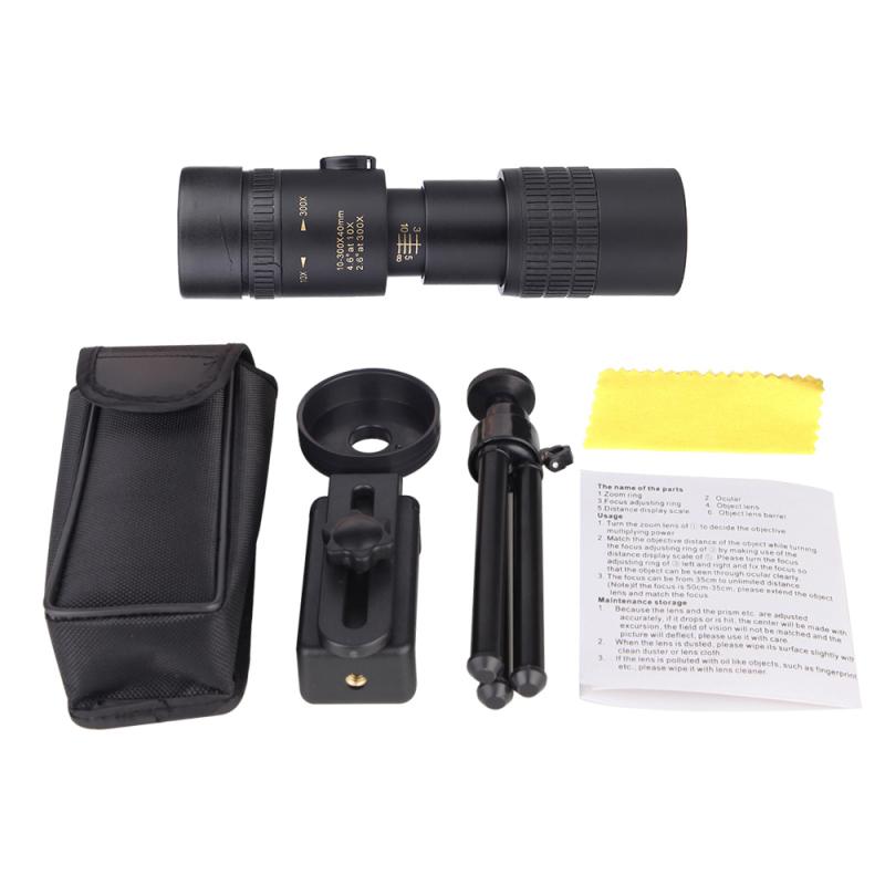 10-300x40 Zoom HD Telescope Portable Professional Monocular with Strong Long Range Low Night Vision Ideal for Hunting Outdoor