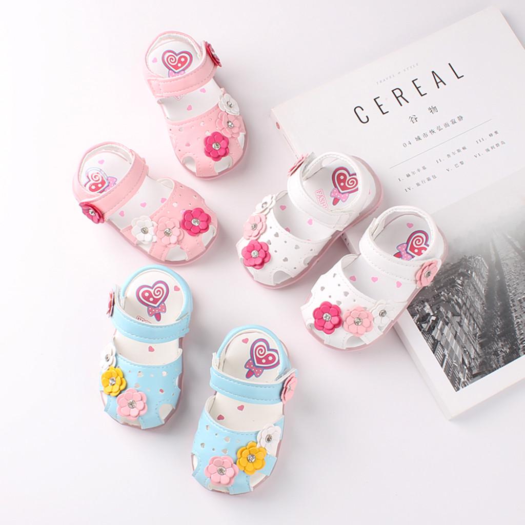 Toddler Infant Kids Baby Girls Flowers LED Luminous Shoes  Sandals