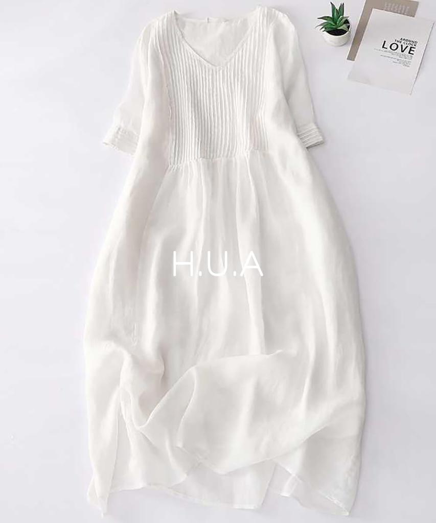 Maxi Long Maxi Plus Relaxed H.U.A Women's Dress, Dress, Size, Fit, V-Neck, Sleeveless, Resort, Spring/Summer, TC/XL