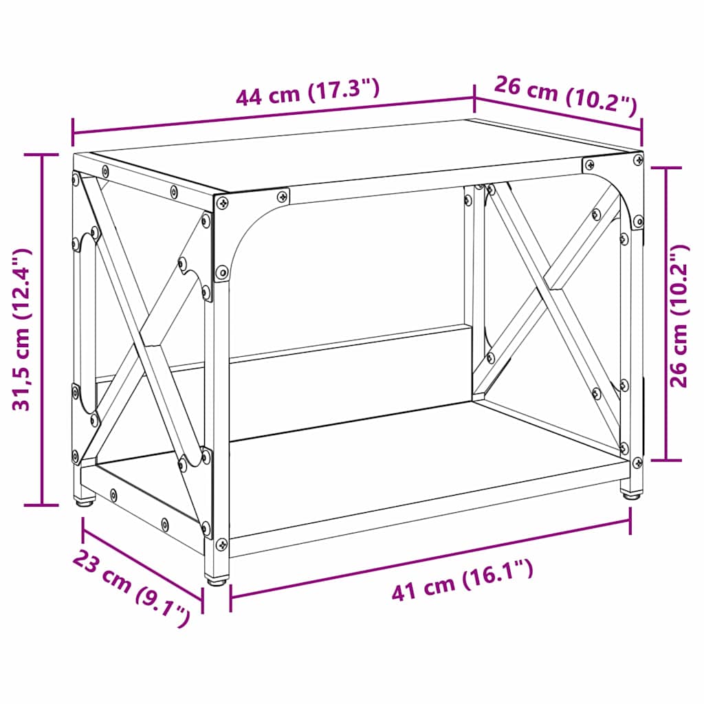 Printer Stand Black Oak Effect 44 x 26 x 31.5 cm