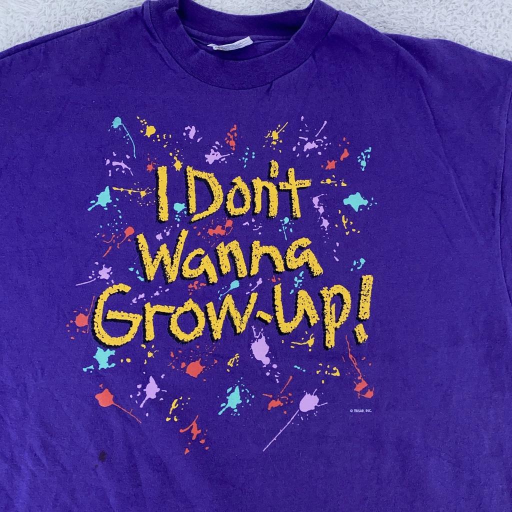 Vintage Ich will nicht erwachsen werden Shirt Herren L/XL Trisar 90er Lustiges Witz T-Shirt