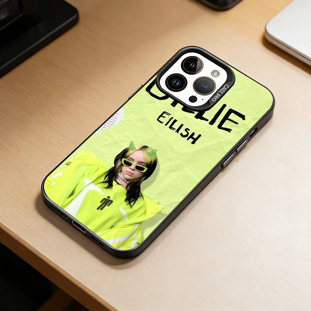 Singer Bad Guy Billie Eilish Phone Case For iPhone 17,16,15,14,13,12,11 Plus,Pro Max,XS,Colored Silver Plated Inside Cover