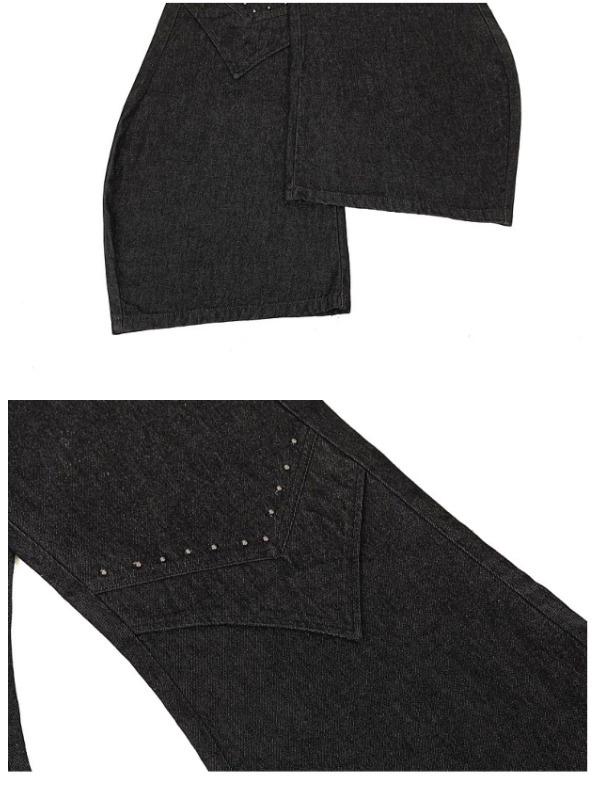 Taku Valley Black Wide-Leg Cargo Pants: Multi-Pocket Streetwear Jeans for Spring & Autumn 2025.
