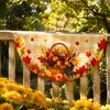 Autumn Garden Decor Fall Bunting Fan Flag for Outside 1.5 X 3ft Turkey Pumpkin Maple Thanksgiving Leaf Pattern Hanging Banner Harvest Buntings Theme