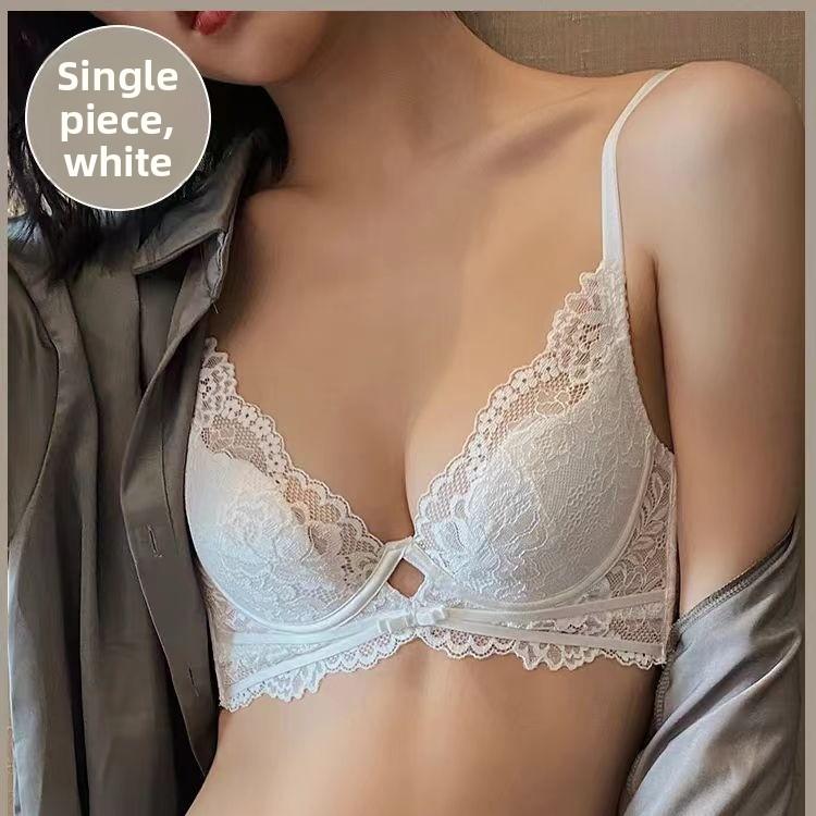 French Sexy Breathable Lace Bra, Thin Minimizer Push-Up Lift Anti-Sag Bra for Full Bust Women