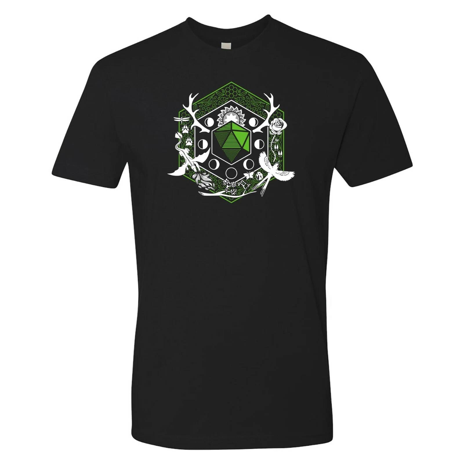 

RPG Class Crest Druid - Tabletop Games d20 Premium Cotton T Shirt - Black 4XL
