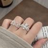 Light Luxury Retro Court Style Snowflake Diamond-Encrusted Zircon Retro Engraved Hollow Opening Ring Niche Personality Ring Woman