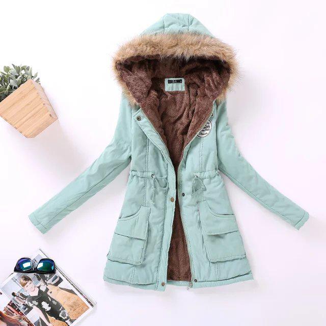 Manteau long à capuche en laine d'agneau style coréen grande taille pour femme - Hiver 2023