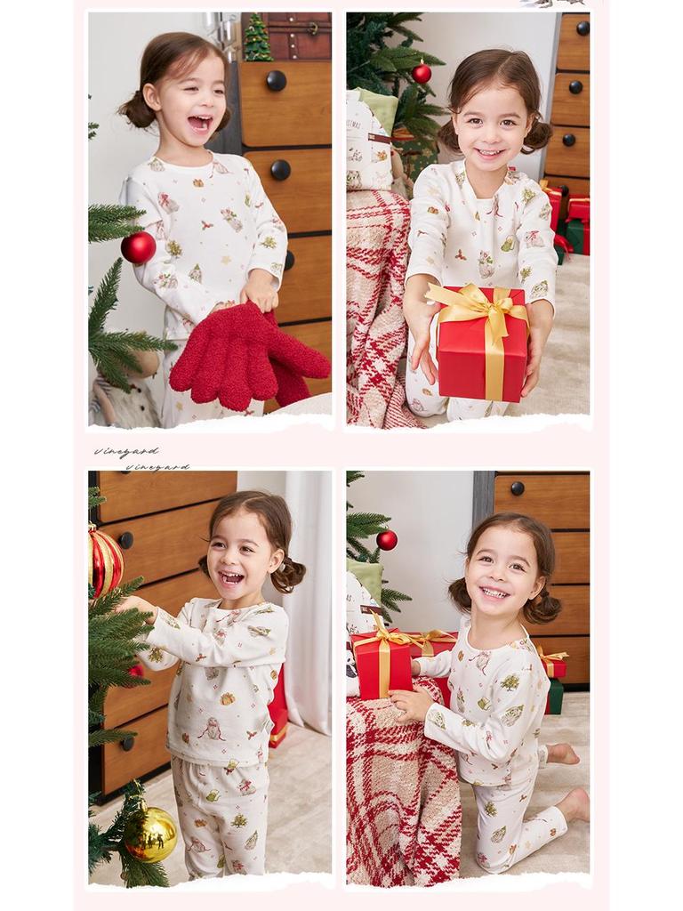 An Dan Christmas Edition Children's Cotton Long-Sleeve Autumn Pajamas Set for Women