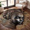 Vintage African Tribal Round Rug, Intricate Geometric Pattern Mat, Soft Washable Polyester Carpet for Living Room, Bedroom Decor