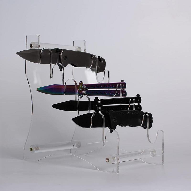 6-Slot Knives Display Stand Acrylic Knife Holder Shelf Folding Pocket Knife Storage Stand Display Holder For Pocket Knives