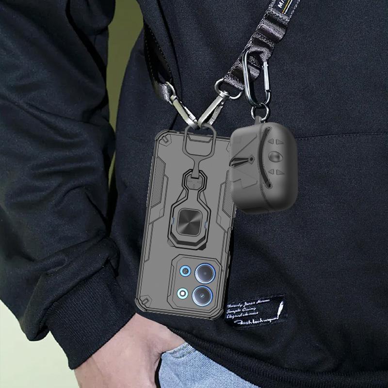 KEYSION Shockproof Armor Case for Redmi 15C 171mm 173mm Silicone+PC Upright Metal Live Ring Stand Phone Cover for Xiaomi POCO C85