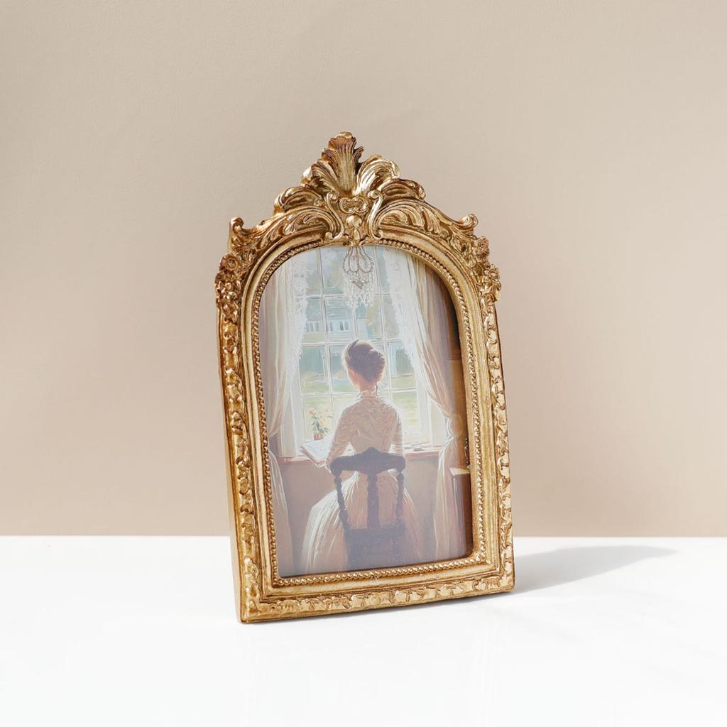 Classical Wall Mount Photo Frame With Stand Elegant Antique Resins Picture Frame For Living Room Bedroom Office Decors