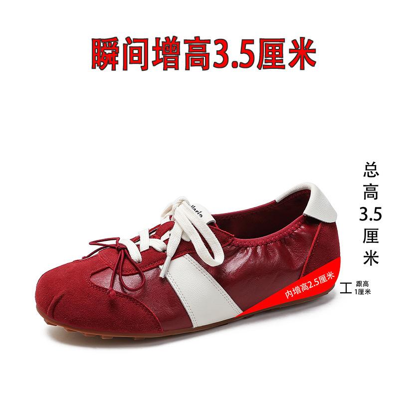 

Invisible inner height increase, new women s shoes midnight blue pignose ballet training shoes bow red small single shoes 40