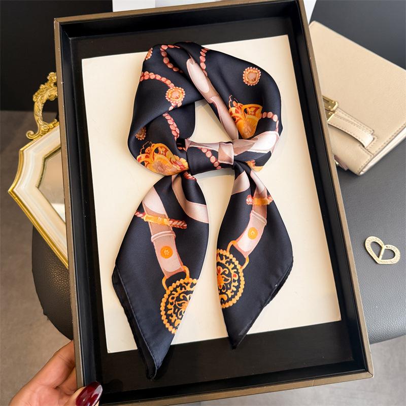 New Decorative Simulation Silk Printing Silk Scarf Square Scarf High-end Shawl Sunscreen Neck Professional Scarf Headscarf Scarf