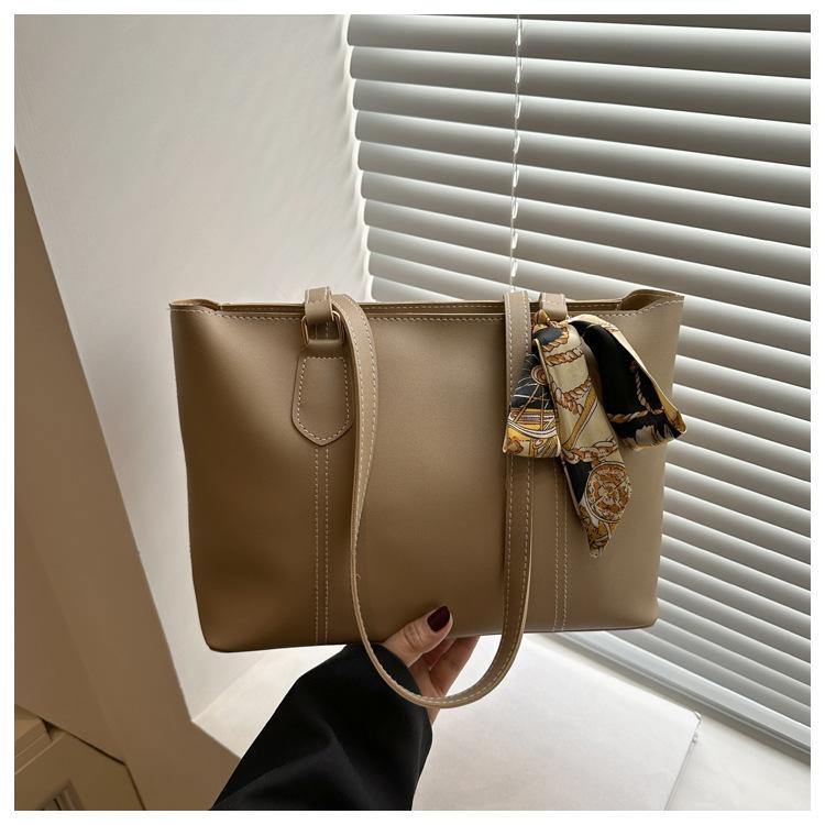 Niche Casual Tote Bag Simple Ins Solid Color Large-capacity Bag Women's Bag New Trendy Shoulder Bag Portable School Bag