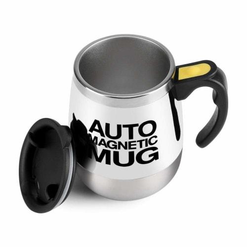 Xuuyuu Automatic Mixer Cup, Stainless Steel Mug with Insulation, Automatic Magnetic Stirring Cup, Automatic Stirring, and Keeps Hot Water Warm (White)