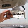 Sada 4ks nálepek na zpětná zrcátka Hello Beautiful Letters Self Afirmace Reflexní růžové vinylové samolepky na auto pro ženy