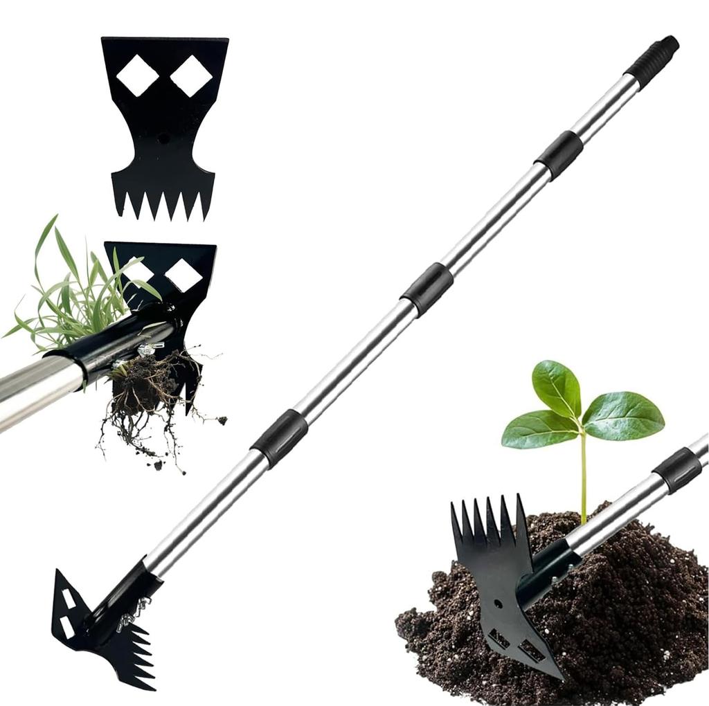 Weed Telescopic Rake with Stainless Steel Weed Handheld Weed Weed Manual Weed Garden Long Brush, Rake, Handle, Puller, Snatcher, Puller, Puller, Tool,