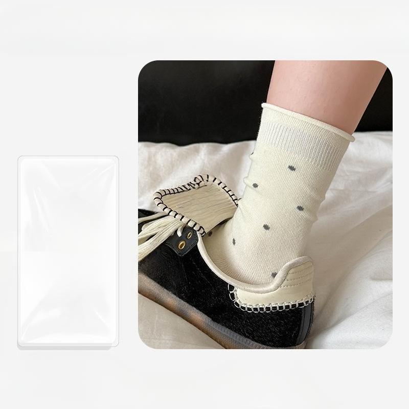 Female Autumn New Style All Kinds of Casual Polka Dot Roll Edge Absorbs Perspirant Deodorant In The Tube Pile Pile Cotton Socks