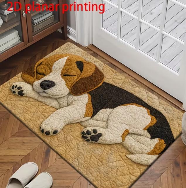 Cute Little Dog Face Door Mat with Soft Suede Design and Anti Slip Layer Suitable Foyer Bedroom Kitchen Corridor Home Decoration