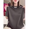 2026 Women's Luxury Round Neck Printed Short Sleeve Loose Plus Size Black T-Shirt
