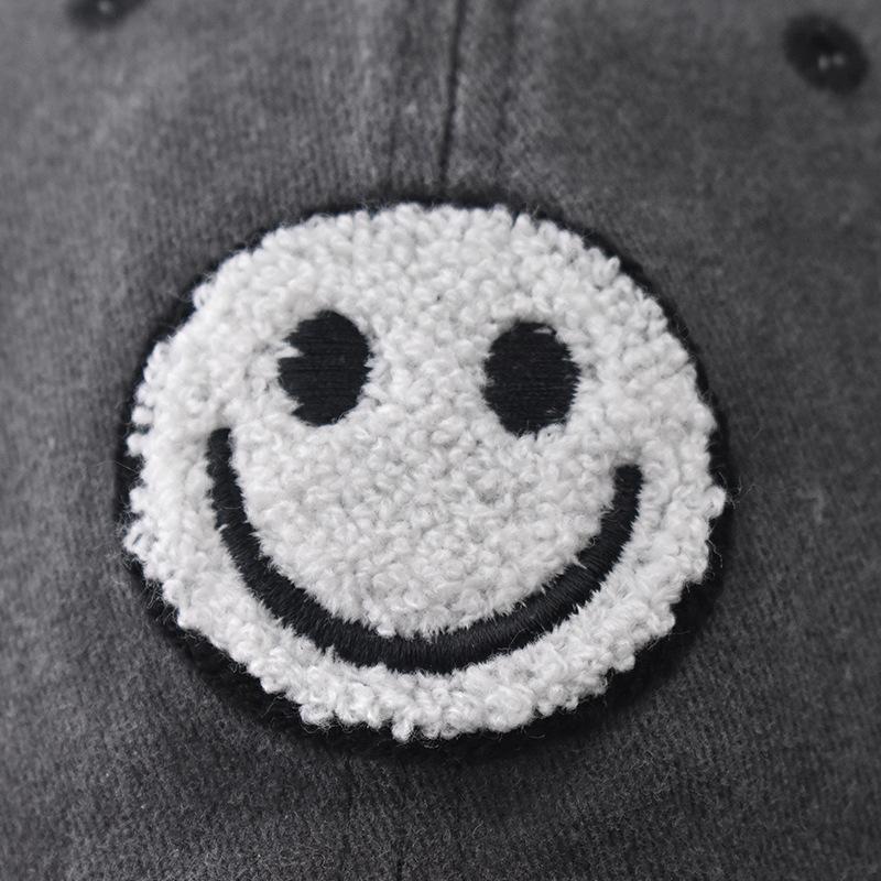 Washed and Made Old Parent-child Sticker Smiley Face Embroidered Baseball Cap Washed and Made Old Peaked Cap Classic Baseball Cap