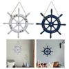 Beach Style Wooden Ship Wheel Rudder Wall Hanging Nautical Steering Wheel for Sea Decor Home