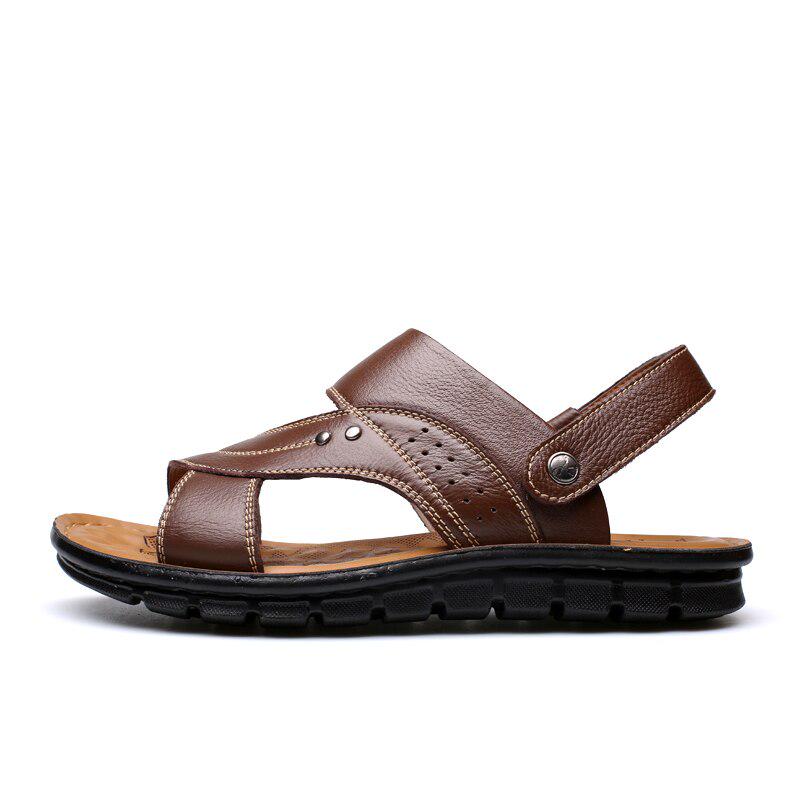 Men Summer Sandals Genuine Leather Comfortable Slip-on Casual Sandals Fashion Men Slippers