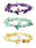 Festive Gifts Natural Chip Stone Beaded Bracelet Set With Butterfly Charms Delicate Fashion Jewelry For Women Daily Wear Simple Versatile Accessory