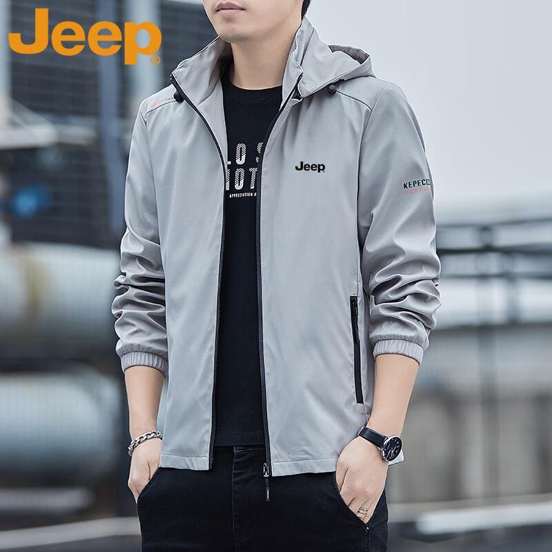 Jeep Men's Spring Autumn Hooded Casual Jacket