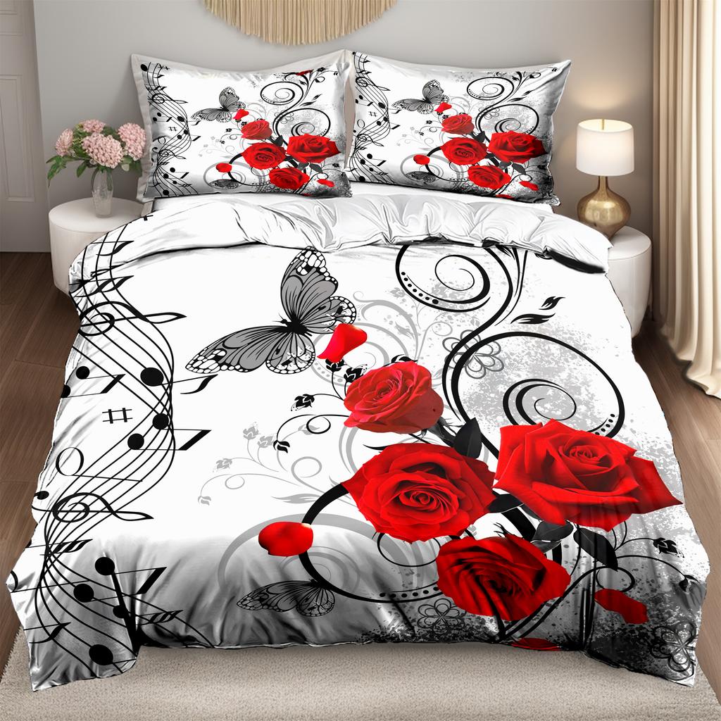 Butterfly Musical Notes Design 3D Printed Quilt Cover Elegant Beauty Bedding Set Luxury Home Textiles Duvet Cover Pillowcases