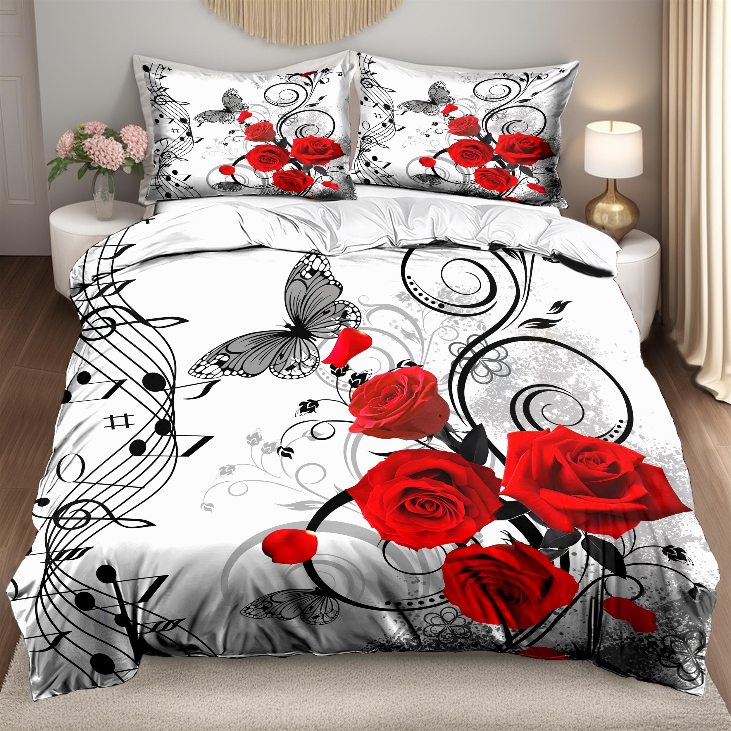 

Butterfly Musical Notes Design 3D Printed Quilt Cover Elegant Beauty Bedding Set Luxury Home Textiles Duvet Cover Pillowcases 135x200cm 2pcs