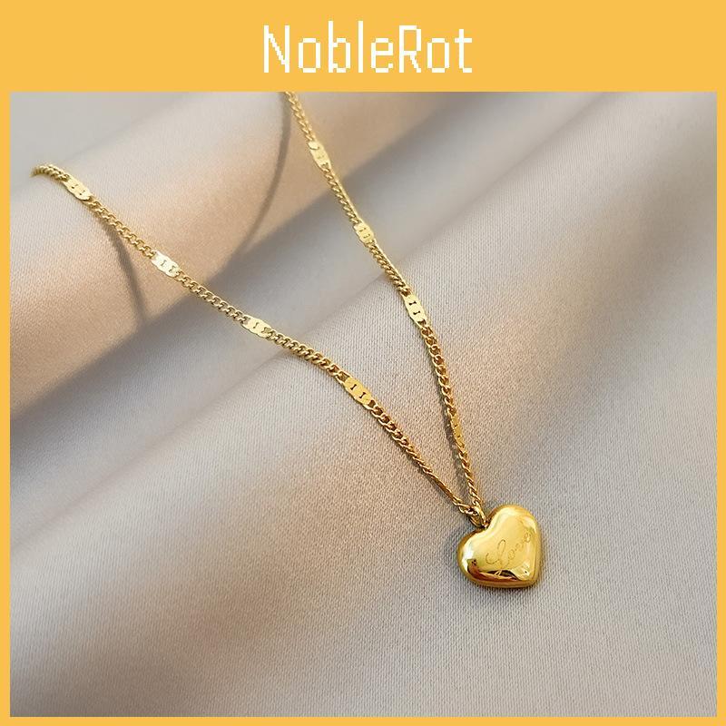 Fashion Titanium Steel Love Heart Pendant Necklace With Alphabet Charms For Women And Men