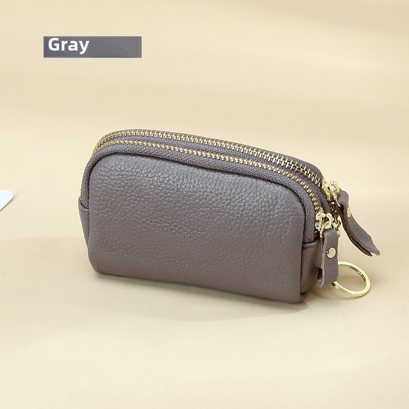 European-American Genuine Leather Coin Purse - Double Zipper, Large Capacity, Stylish Clutch