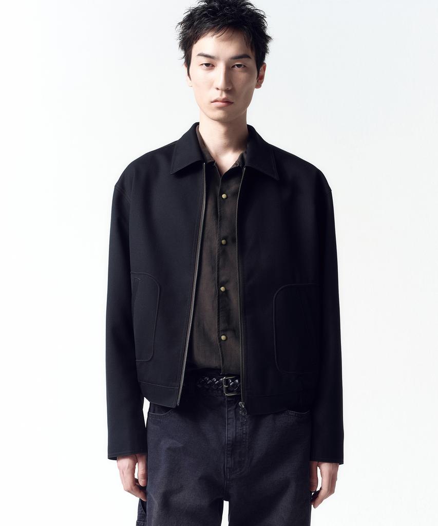 Insilence Wool Drizzler Blouson Black
