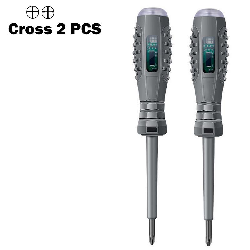 2PCS Electric Pen Slotting Cross Screwdriver Set Neon Bubble Indication Power Test Tool Insulated Electrical Tool Voltage Tester