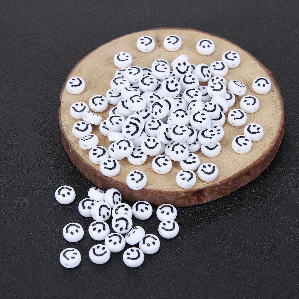 50 st 7 mm färgglad akryl DIY Crafted Bead Creative Söt leende ansikte Lösa pärlor Armbandstillverkning