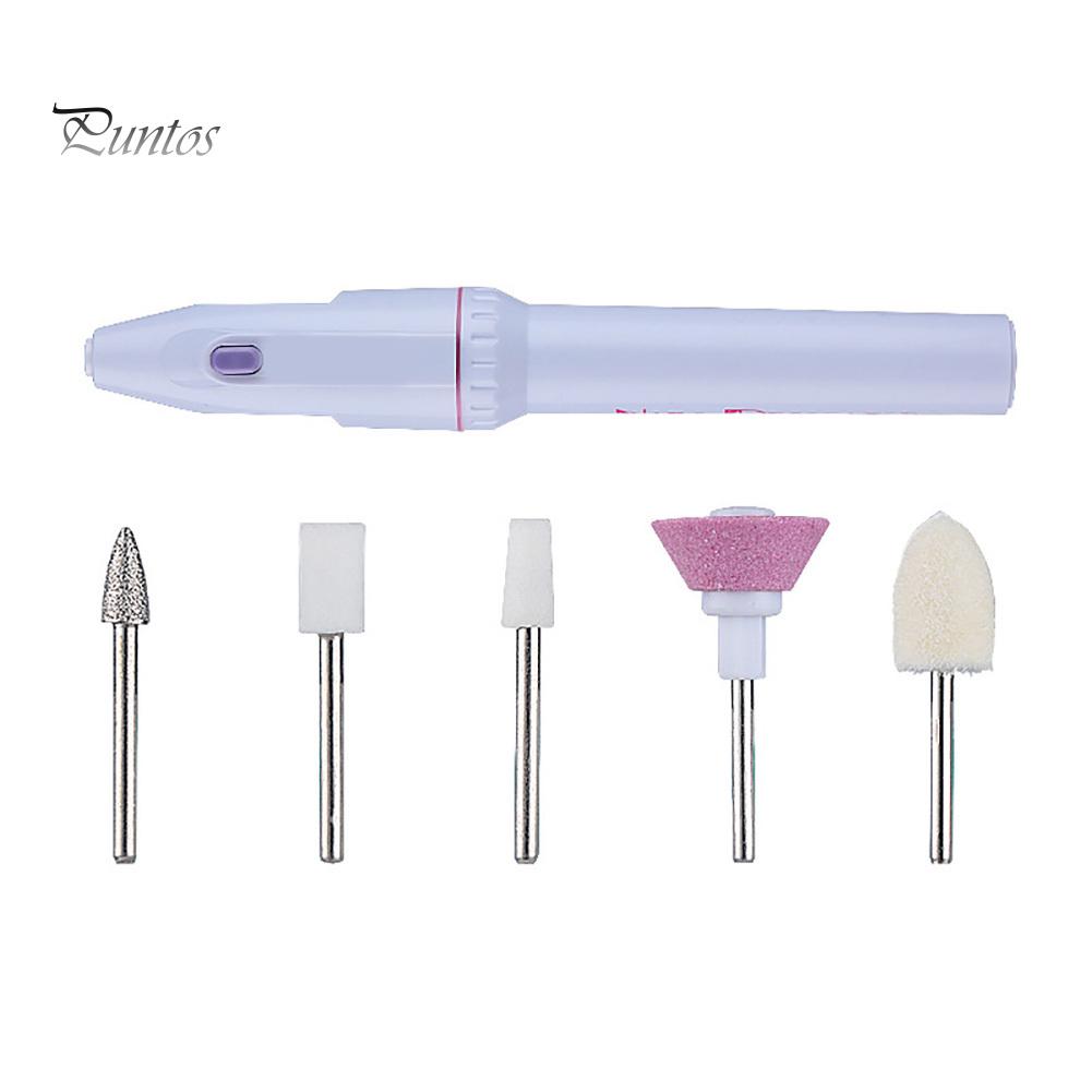 Puntos Tragbares elektrisches Nagelpoliergerät Maniküre-Werkzeug mit 5 Schleifbohrern