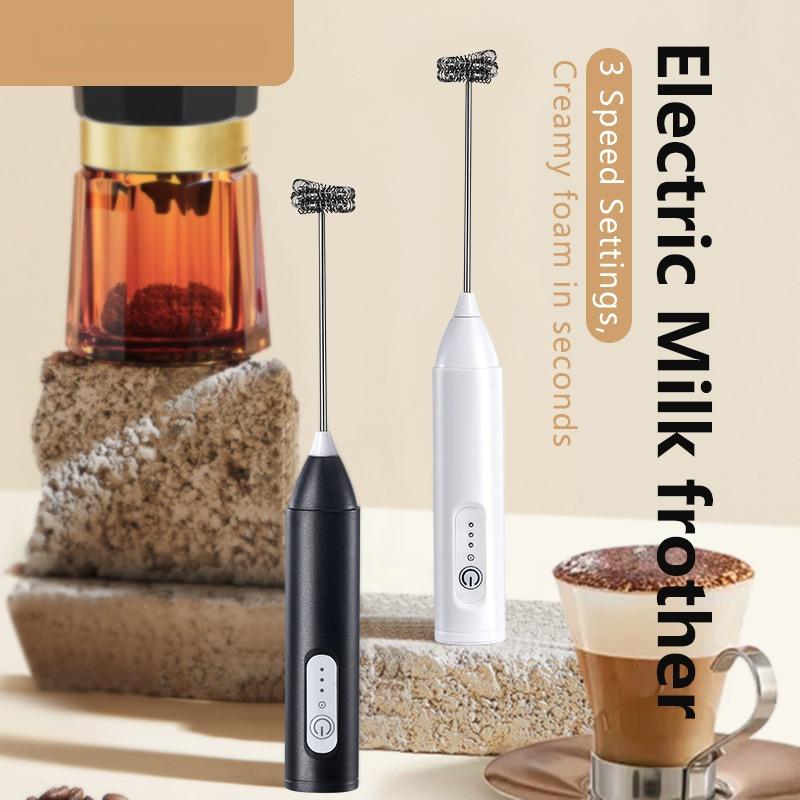 1Pc MINI Milk Frother USB Rechargeable 3 Speeds Foam Maker Coffee Whisk Mixer Electric Handle Blender Egg Beater Hot Cooking Tools