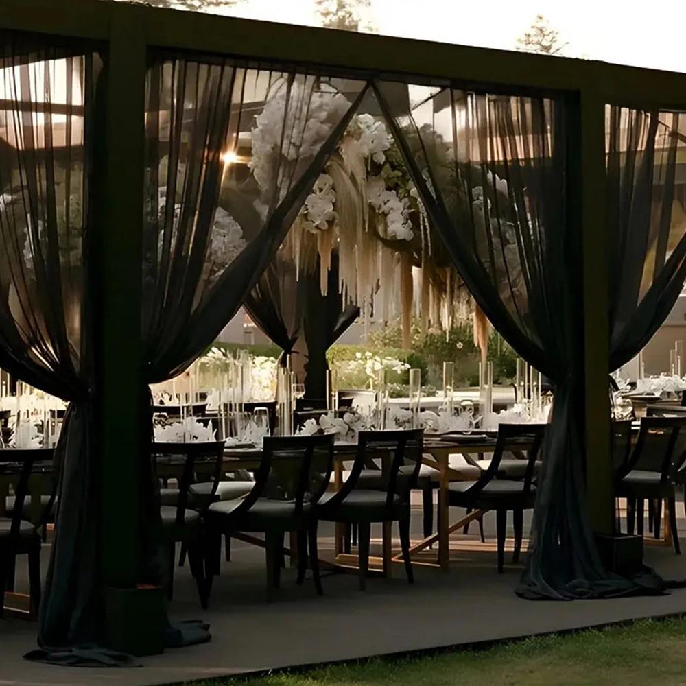 Runtow 1pc Black Ceiling Gauze, Outdoor Wedding Scene Decoration, Wedding Party Roof Veil ,Wedding Birthday Ceremony Supplies