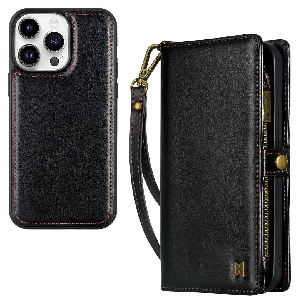 iPhone 14/15/16 Plus Multifunctional Leather Wallet Crossbody Case