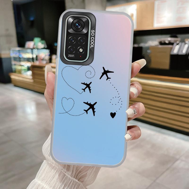 For Redmi Note 11 11S 14 13 Note14 Note13 Pro 5G 4G Case Shockproof TPU Soft Bumper Hard Back Cover Love Heart Aircraft Fundas